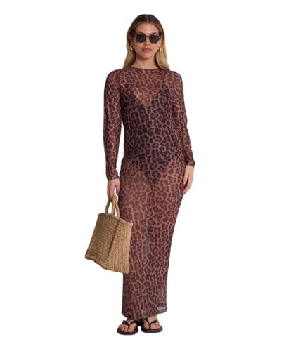 Gottex Women's Standard Wild Mesh Long Sleeve Dress Cover-Up, Leopard | Amazon (US)