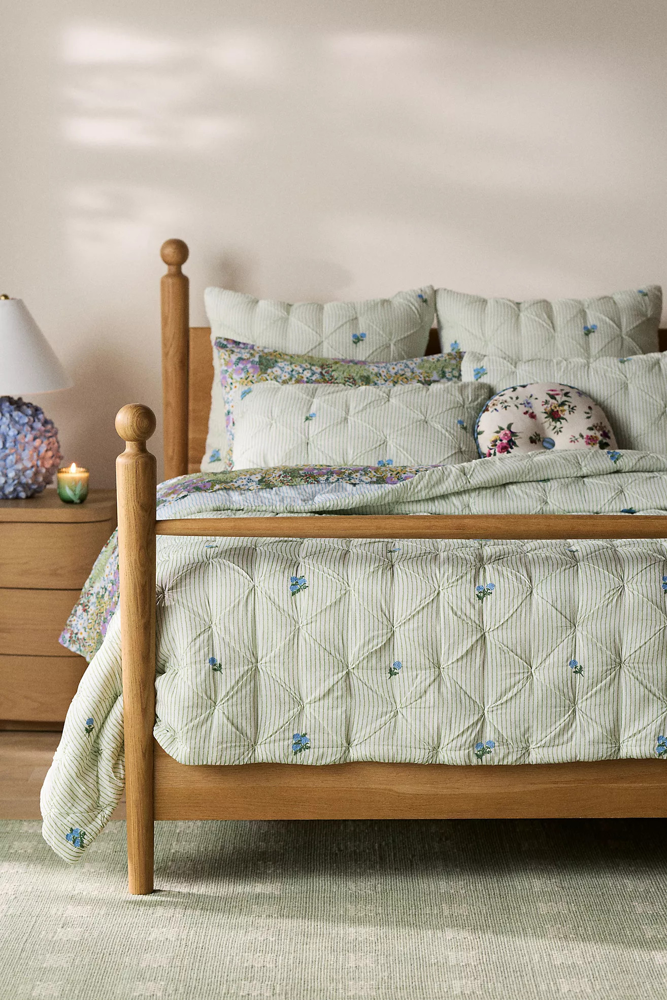 Emilia Cotton Voile Floral Icon Embroidered Quilt | Anthropologie (US)