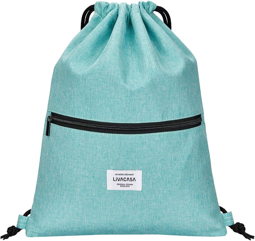 LIVACASA Drawstring Backpack Bag for Women Gym Drawstring Bag All Green | Amazon (US)