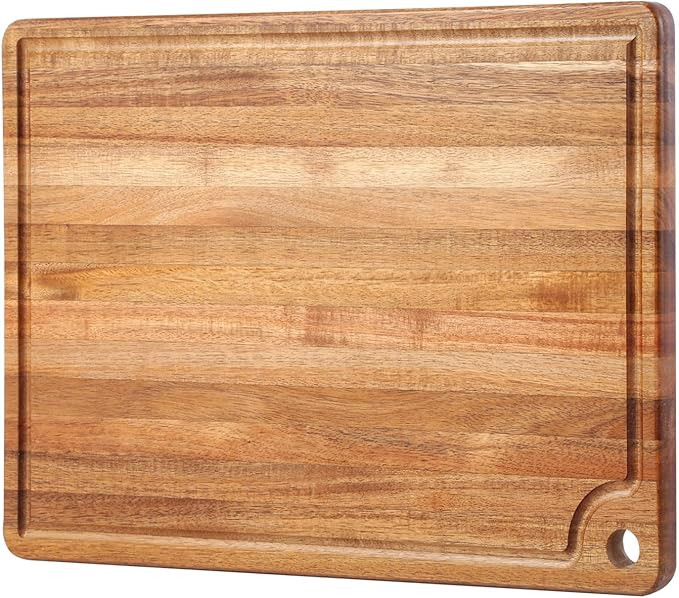 Large Acacia Wood Cutting Board for Kitchen - Caperci Better Chopping Board with Juice Groove & H... | Amazon (US)