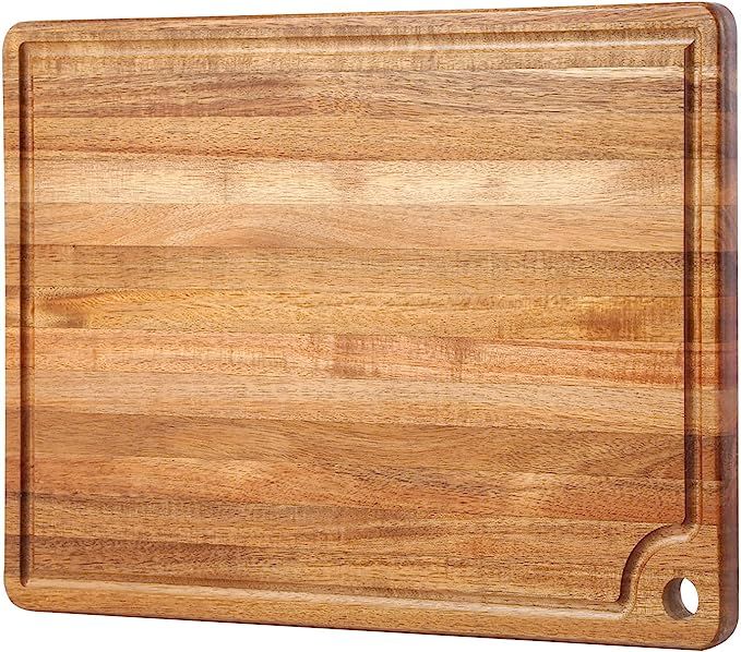 Large Acacia Wood Cutting Board for Kitchen - Caperci Better Chopping Board with Juice Groove & H... | Amazon (US)