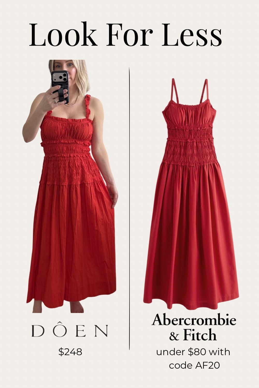 Use code AF20 and this dress is just under $80. It is so similar to the DOEN dress. 

#LTKSaleAlert #LTKOver40 #LTKSpringSale