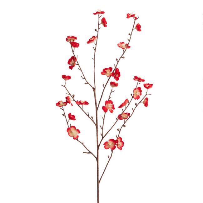 Faux Red Velvet Plum Blossom Stem | World Market