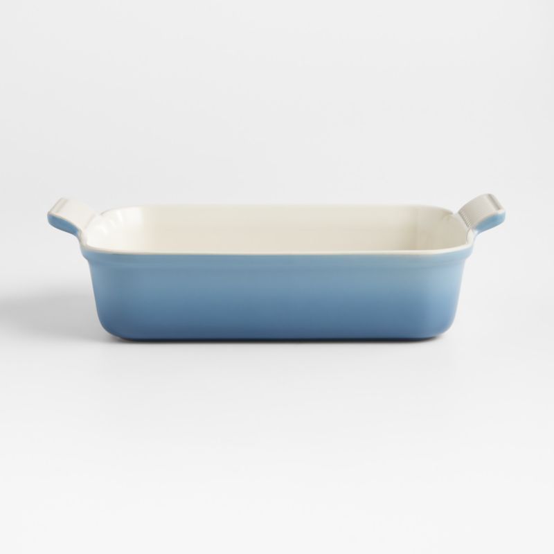 Le Creuset Heritage Rectangular 10"x17" Chambray Blue Stoneware Ceramic Casserole Dish + Reviews ... | Crate & Barrel