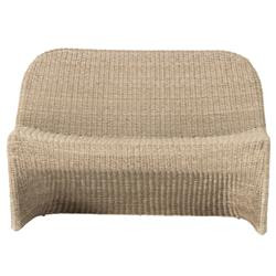 Ivanna Coastal Beach White Woven Wicker Outdoor Dining Bench | Kathy Kuo Home