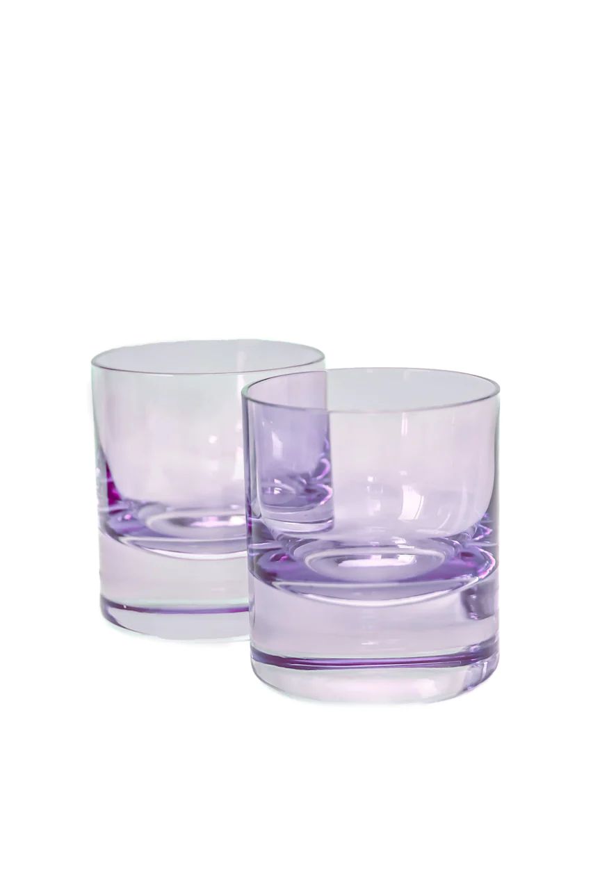 Estelle Colored Rocks Glass - Set of 2 {Lavender} | Estelle Colored Glass