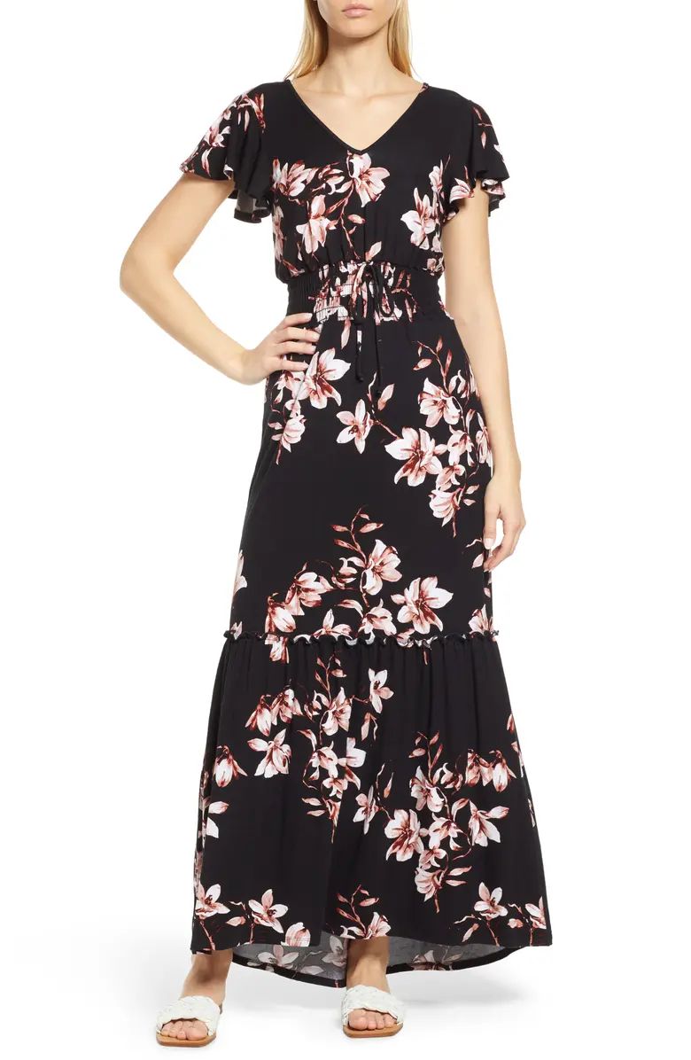 Floral Smock Waist Knit Maxi Dress | Nordstrom