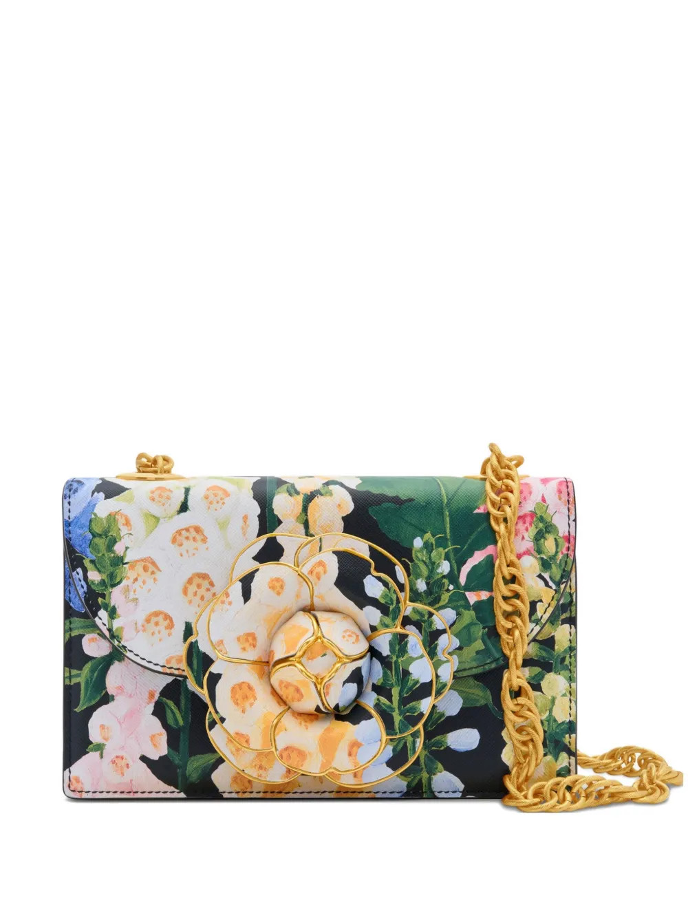Oscar De La Renta Tro floral-appliqué Chain Shoulder Bag | Green | FARFETCH | Farfetch Global