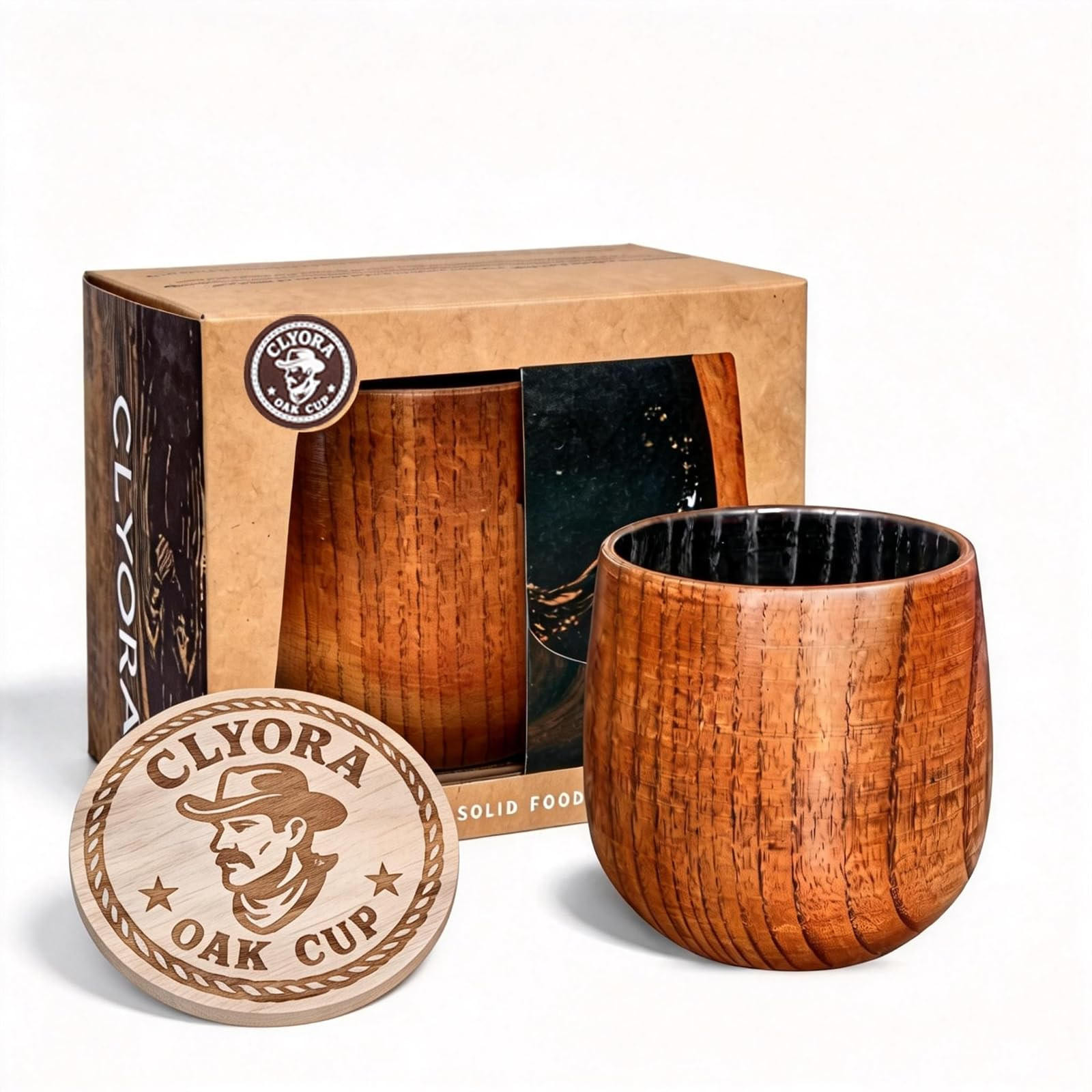 Charred Wooden Bourbon Drinking Glass Whiskey Tumbler - Wooden Old Fashioned Glass Made of Oak Gr... | Amazon (US)