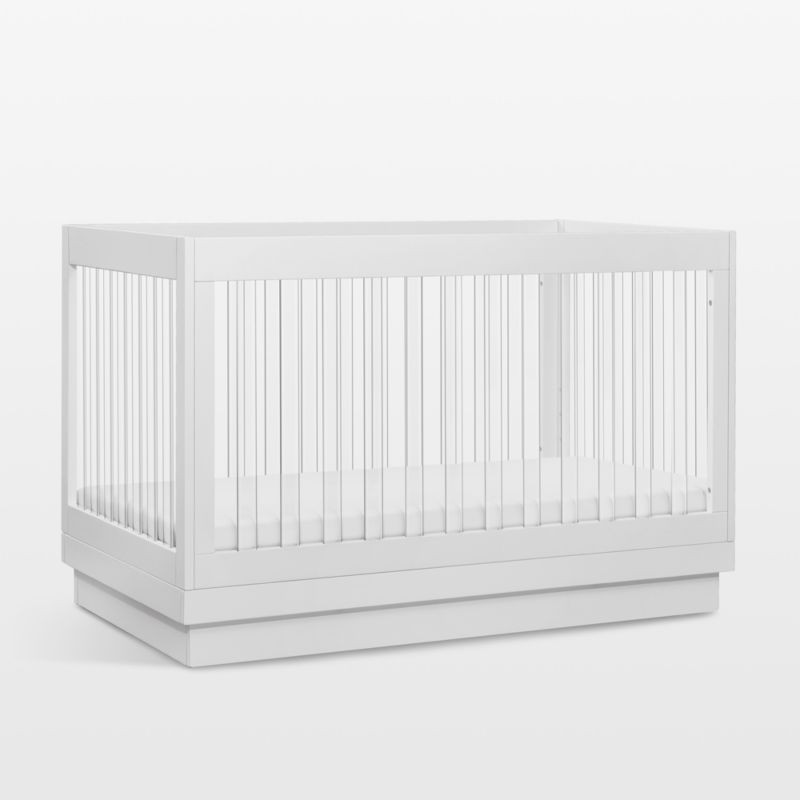 Babyletto Harlow White Acrylic 3-in-1 Convertible Baby Crib with Toddler Bed Conversion Kit + Rev... | Crate & Barrel