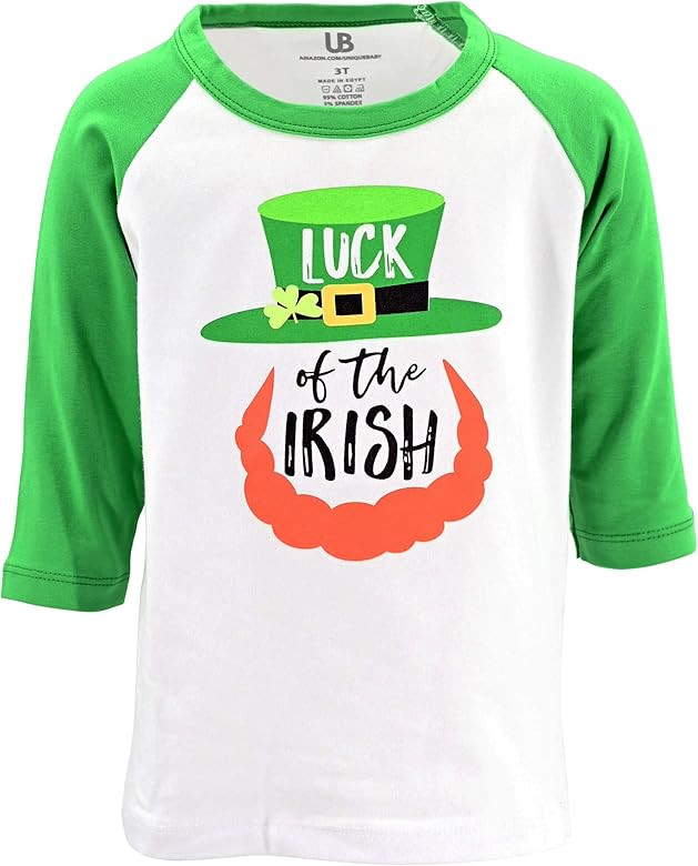 Unique Baby Boys St Patricks Luck of The Irish Raglan Shirt | Amazon (US)