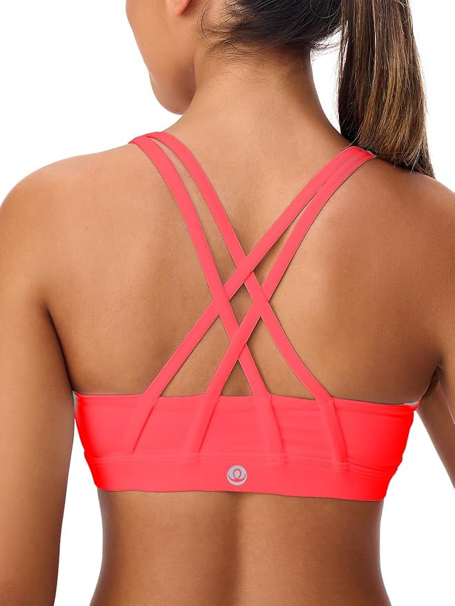 Women's Strappy Sports Bras Light Compression Crop Criss Cross Back Padded Workout Yoga Bra Suppo... | Amazon (US)