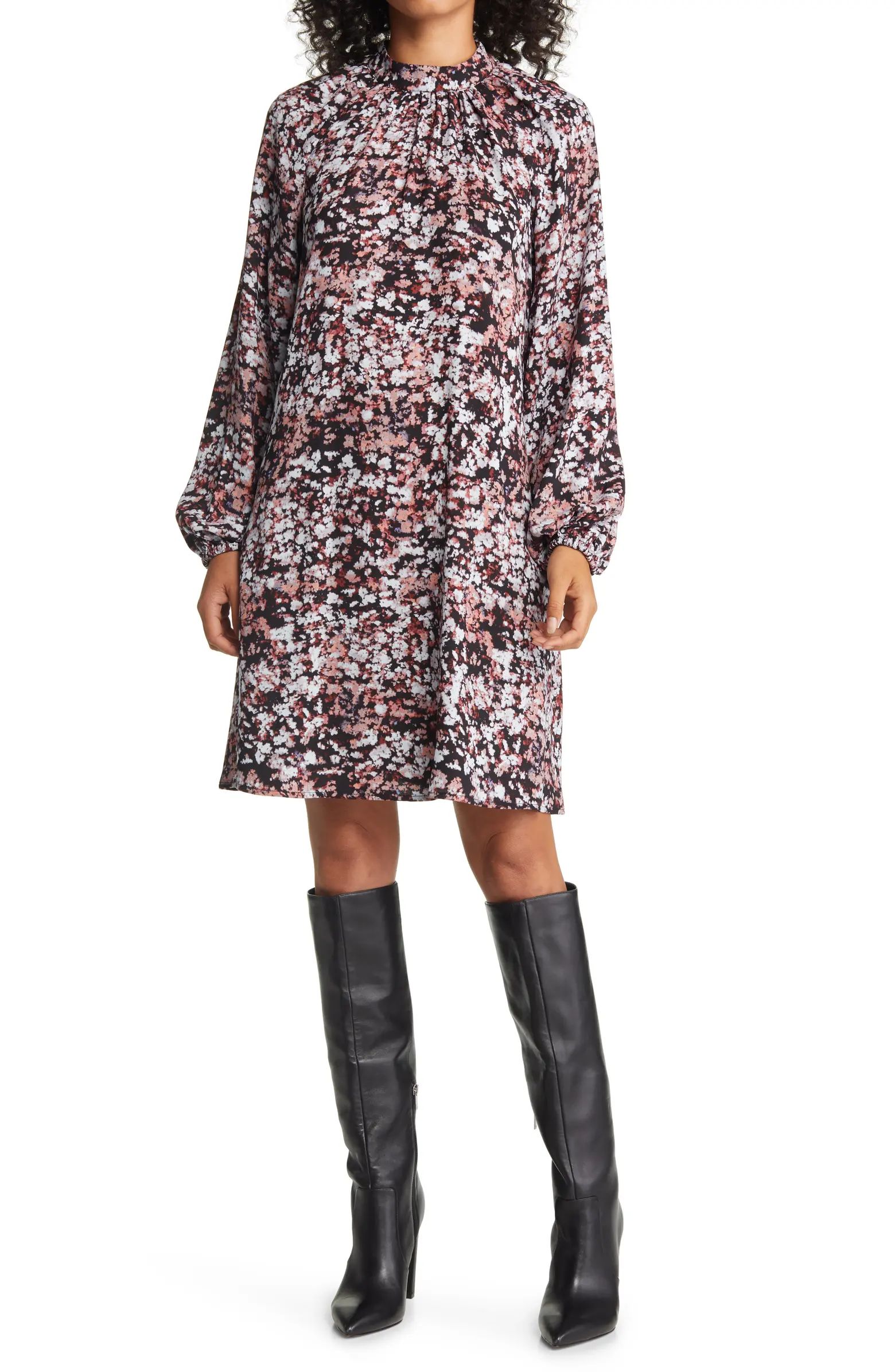 Halogen® Mock Neck Long Sleeve Shift Dress | Nordstrom | Nordstrom