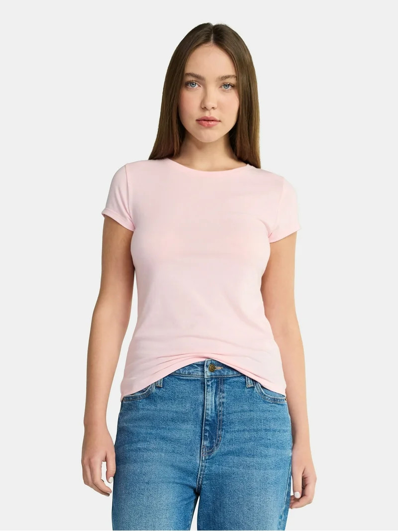 No Boundaries Crew Neck Tee with Short Sleeves, 1 or 3-Pack, Women’s Sizes XXS-XXL | Walmart (US)