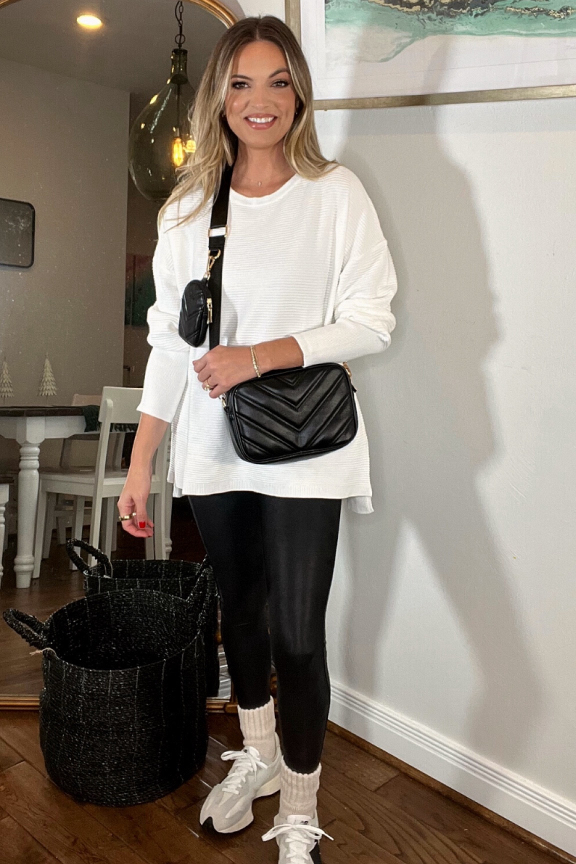 Amazon sweater leggings friendly 
Casual leggings outfit 
Spanx leggings medium 
New balance 327 moonbeam 
Amazon bag 

#LTKfindsunder100 #LTKsalealert #LTKfindsunder50