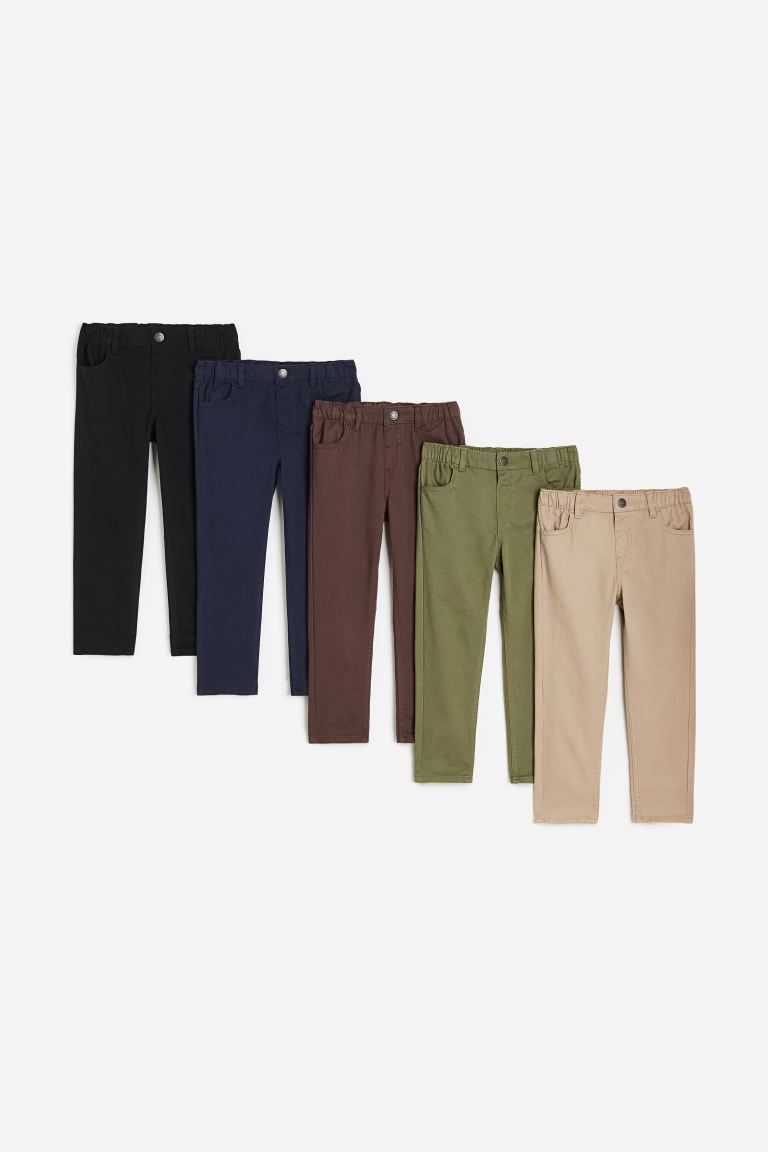 5-pack Relaxed Tapered Fit Pants - Black/navy blue - Kids | H&M US | H&M (US + CA)