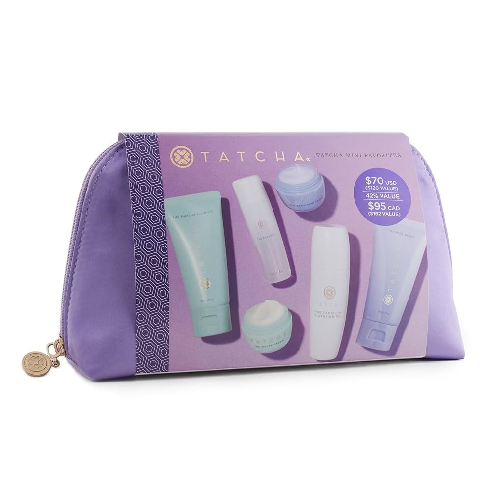 TATCHA Mini Favorites Set | Travel Sized Bestselling Cleansers, Essence, and Moisturizers | $120 ... | Amazon (US)