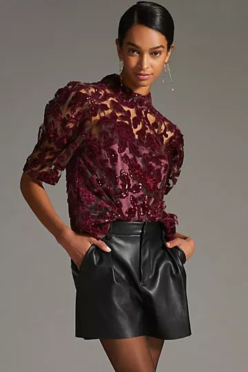 By Anthropologie Velvet Cutwork Blouse and Cami Set | Anthropologie (US)