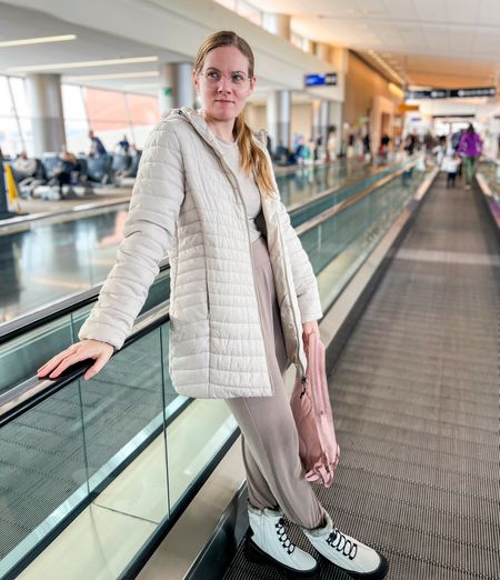 Travel outfit | airport and airplane comfy clothes | travel essentials | tan puffer long coat | Vera Bradley | comfy cozy outfit

#LTKtravel #LTKitbag #LTKstyletip