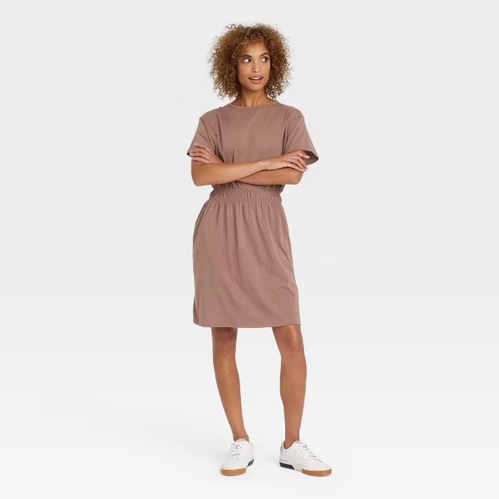 Women's Short Sleeve Smocked Waist T-Shirt Dress - A New Day™ | Target