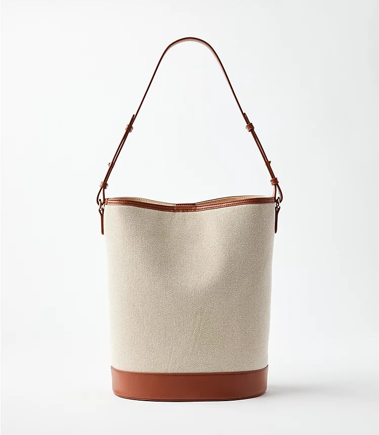 Faux Leather & Canvas Bucket Bag | LOFT