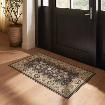 Ruggable Odette 3 x 5 (ft) Flatweave Dark Wood Rectangular Indoor Floral/Botanical Machine washab... | Lowe's