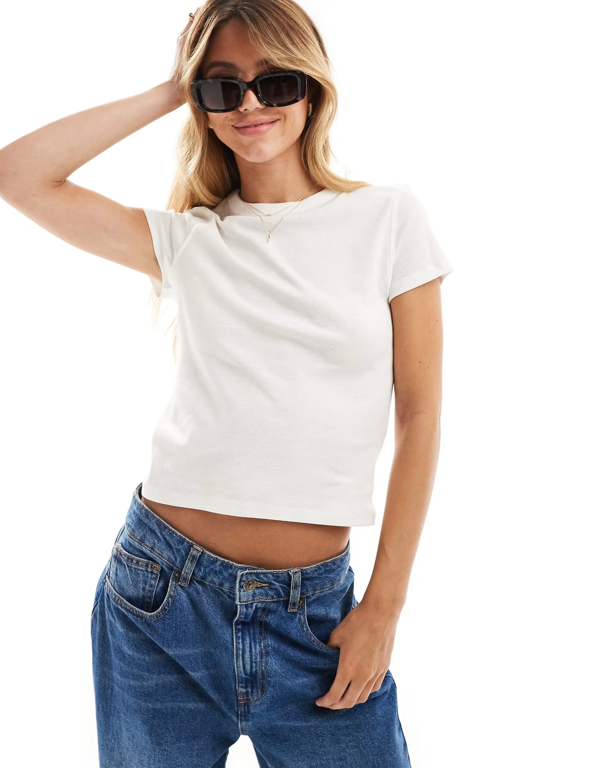 Mango ribbed baby tee in white | ASOS (Global)