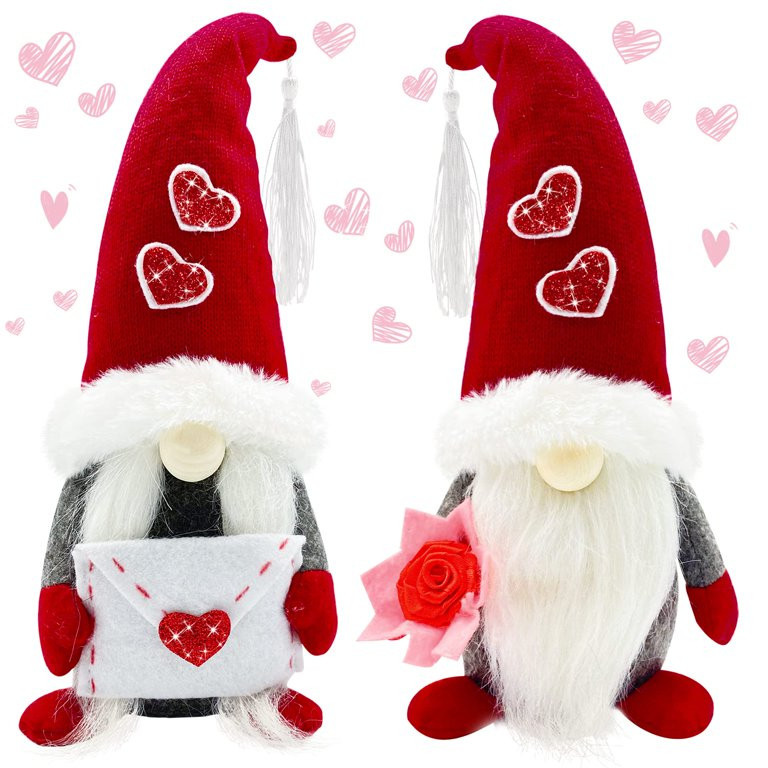Molumo Valentines Day Gnomes, 2PCS Mr & Mrs Valentine Gnomes Decorations for Home - Handmade Swed... | Walmart (US)