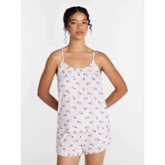 Joyspun Women’s Modal-Blend Ruffle Trim Cami and Shorts Sleepwear Set, 2-Piece, Sizes XS-3X | Walmart (US)