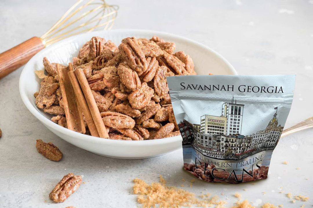 3 Pack of Southern Praline Candied Pecans - Featuring an Original Watercolor Painting of Savannah... | Etsy (US)