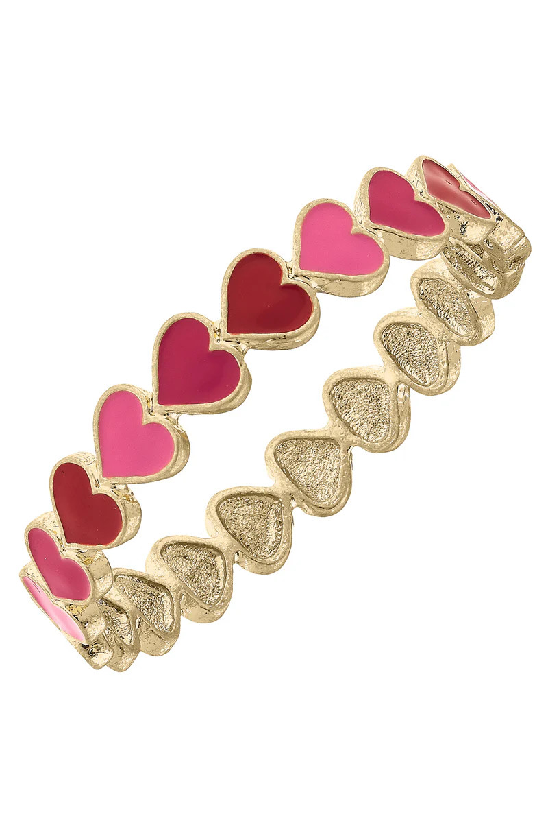 Valentines Enamel Hearts Hinge Bangle | CANVAS