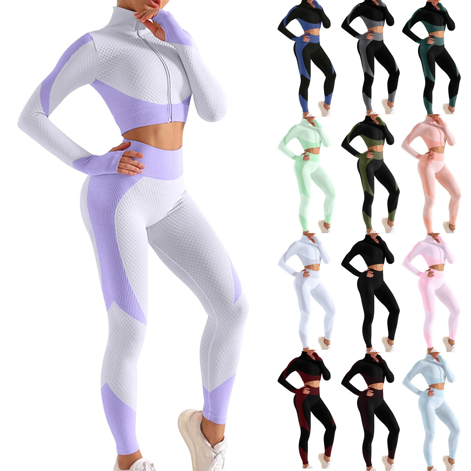 HaiMao Women's 3pcs Seamless Workout Outfits Sets Clearance, Yoga Sportswear Tracksuit Leggings a... | Walmart (US)