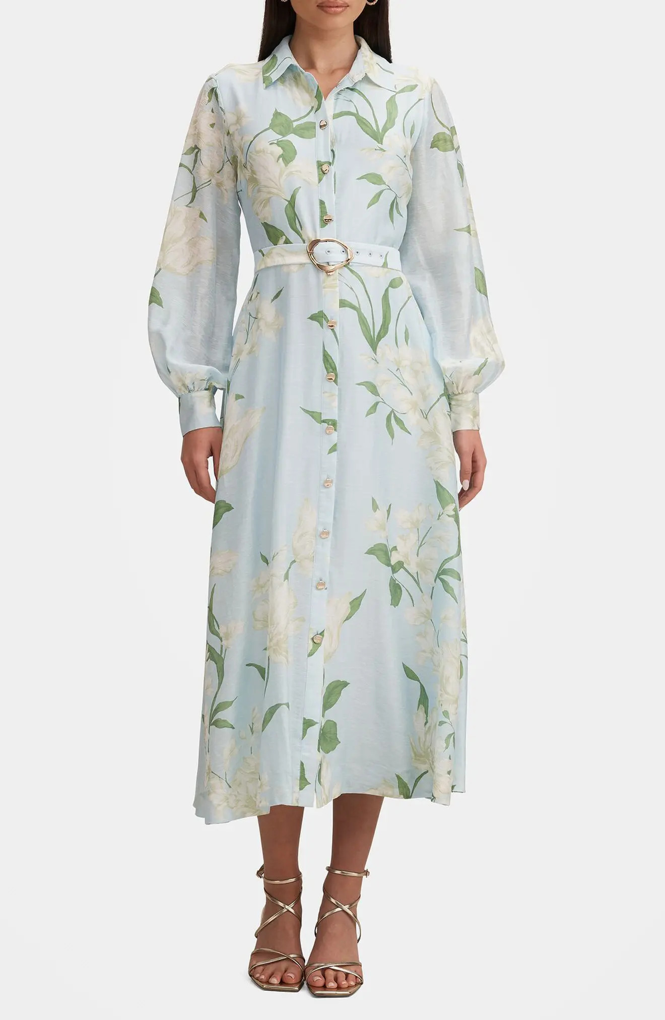 Freya Floral Belted Button-Up Midi Shirtdress (Women) | Nordstrom | Nordstrom