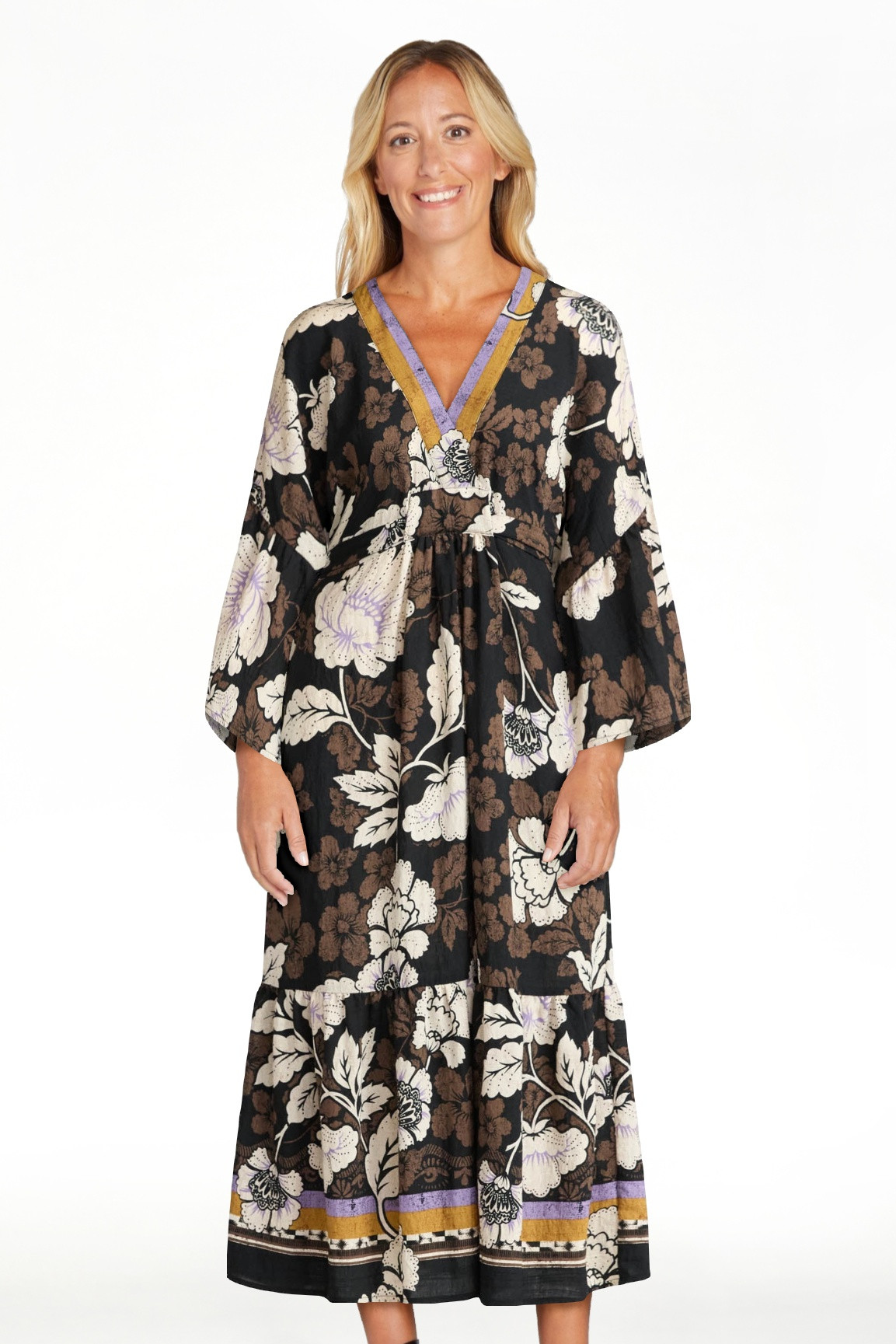 Sofia by Sofia Vergara Women's Tie Back Dress with Wide Sleeves, Mid Calf Length, Sizes XS-4X | Walmart (US)