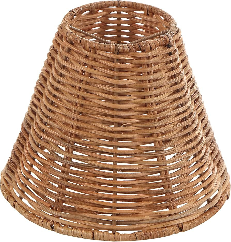 Aspen Creative 51003 Empire Clip-On Chandelier Lamp Shade, Natural Rattan, 3" Top x 6" Bottom x 5... | Amazon (US)