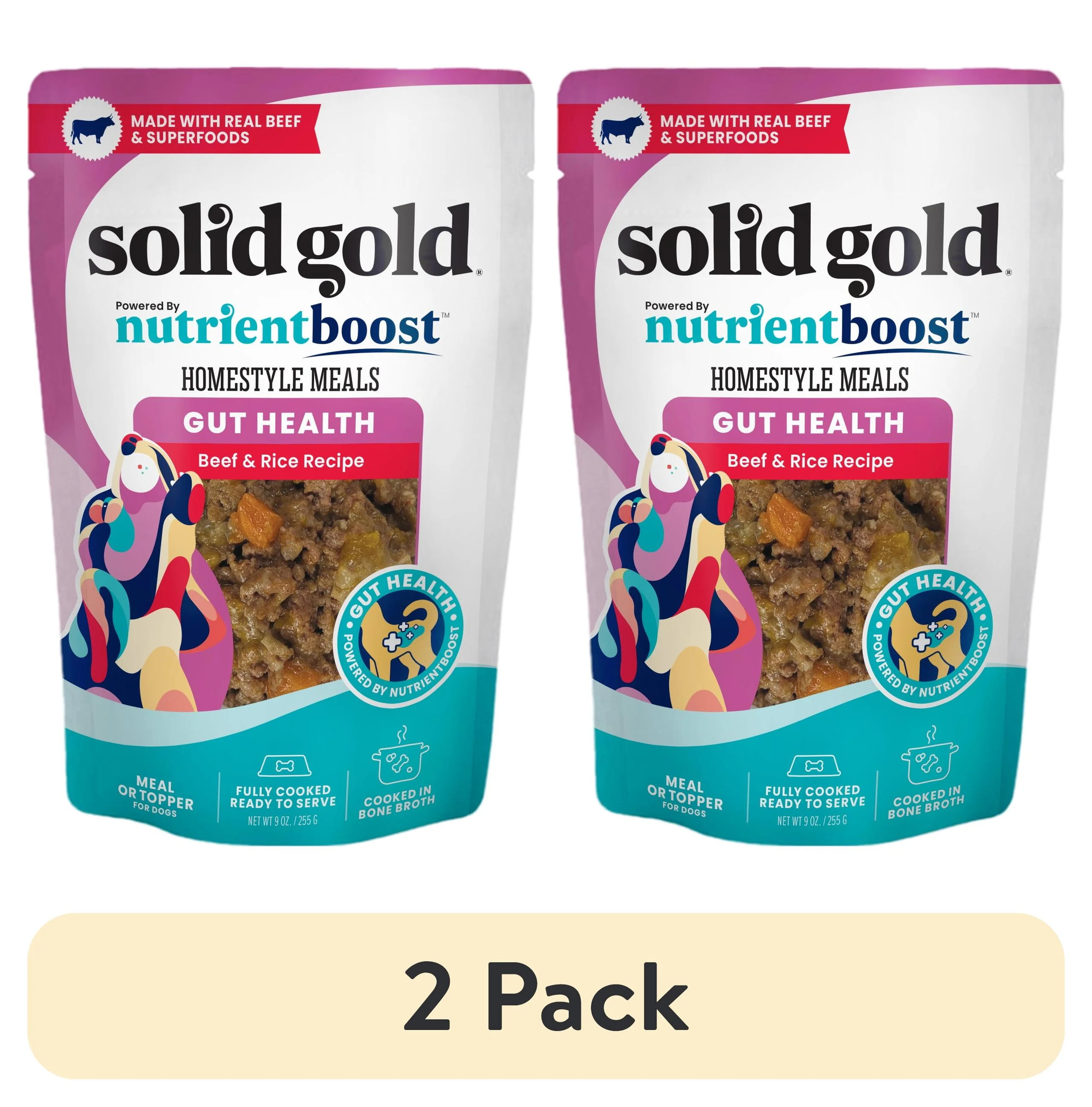 (2 pack) Solid Gold Homestyle Meals, Meal Topper for Dogs to Support Gut Health, Beef & Rice 9oz ... | Walmart (US)