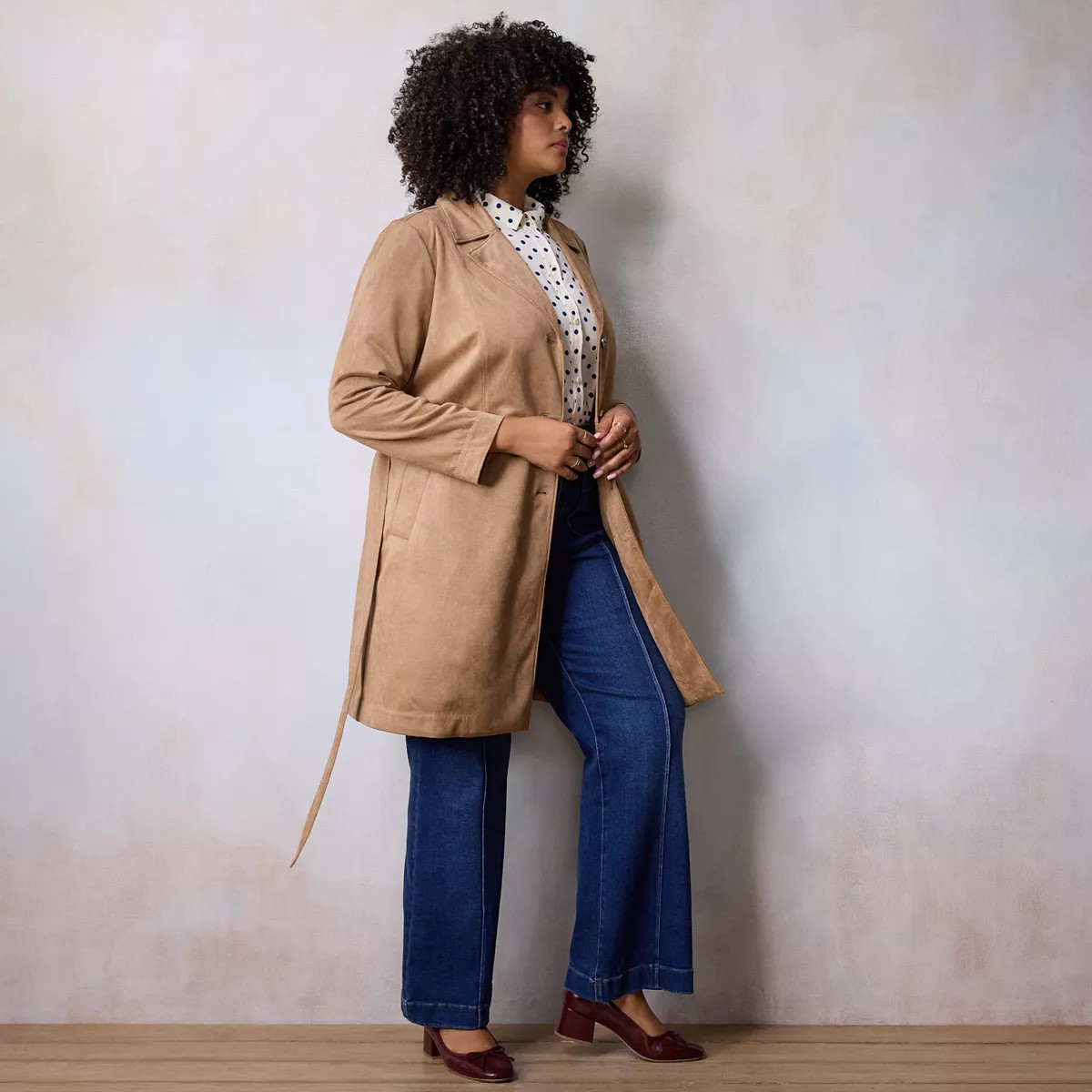 Plus Size LC Lauren Conrad Suede Trench Coat | Kohl's