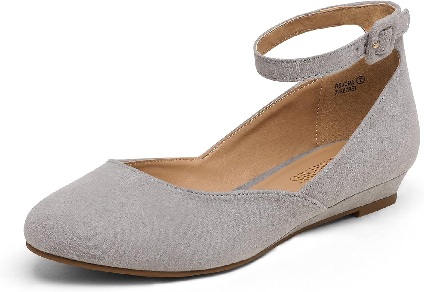 DREAM PAIRS Women's Revona Low Wedge Ankle Strap Flats Shoes | Amazon (US)