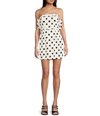 Strapless Satin Polka Dot Dress | Dillard's