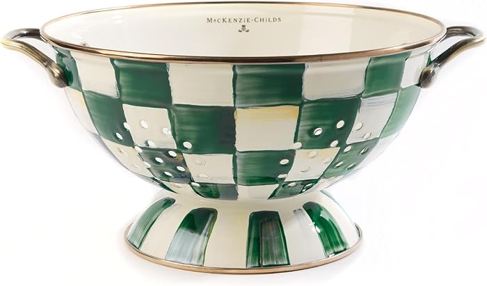 MACKENZIE-CHILDS Enamel Colander, Decorative Kitchen Strainer, Large, Green-and-White Emerald Che... | Amazon (US)