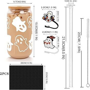 ANOTION Halloween Mugs - 18 oz Halloween Ghost Decor Ghost Mug Halloween Decorations Glass Cups T... | Amazon (US)