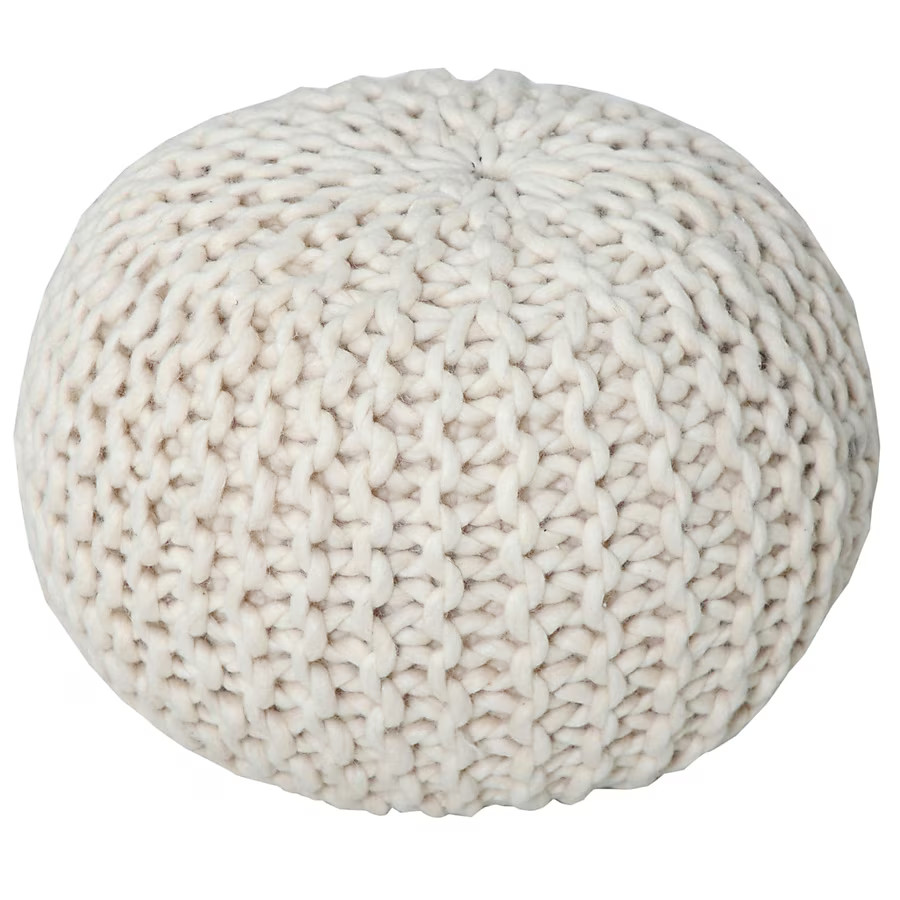 Timberbrook Wolle Modern Ivory Wool Pouf Ottoman Lowes.com | Lowe's
