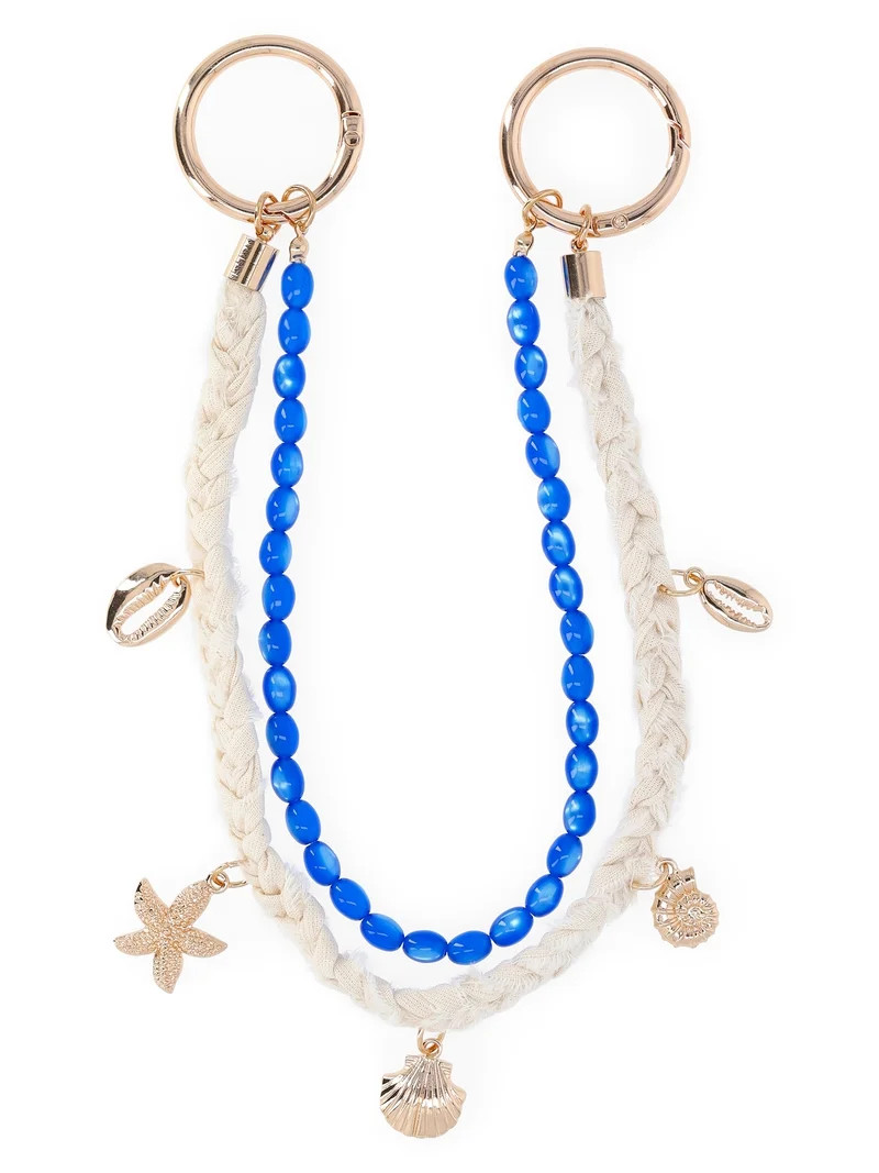 No Boundaries Women's Beach Icons Bag Charm, Natural Rope & Bead Swag Chain | Walmart (US)