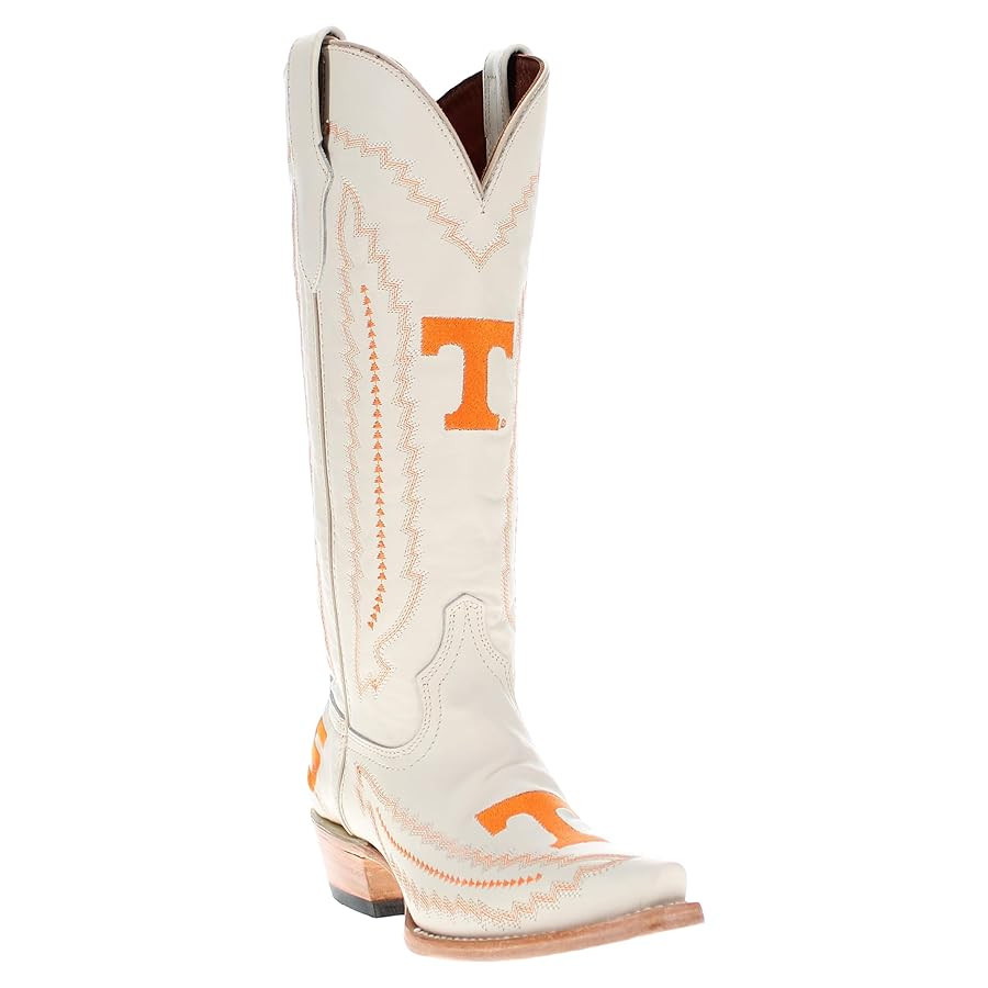 Vaccari Women's Naomi Genuine Leather NCAA League Embroidery Snip Toe Cowgirl Boots | Amazon (US)