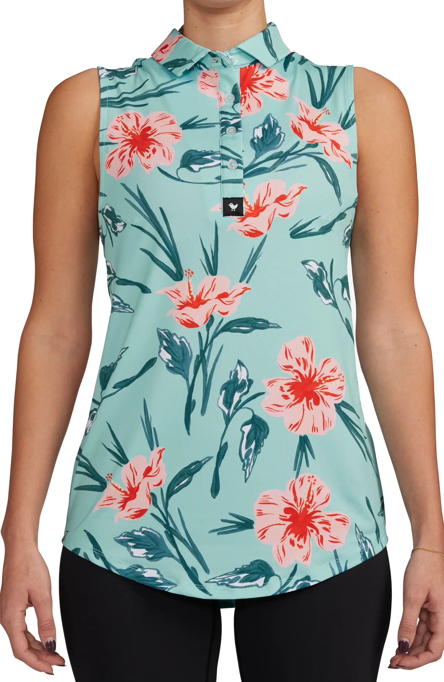 Never Lei Up Floral Sleeveless Performance Golf Polo | Nordstrom