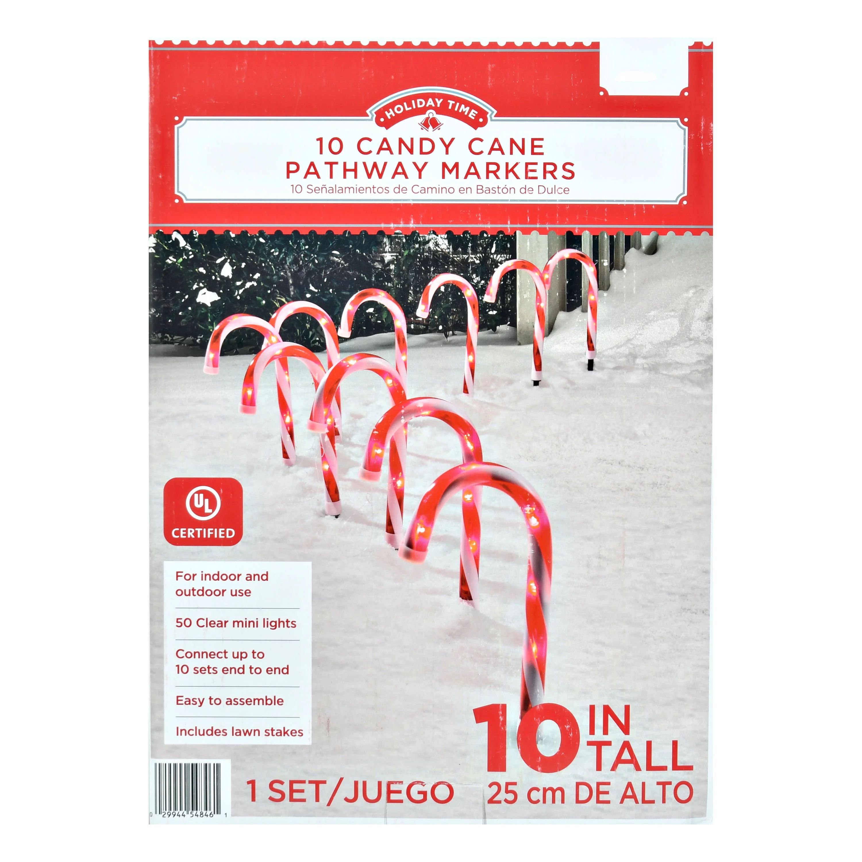 Holiday Time 10 Candy Cane Path Lights with 50 Clear Lights | Walmart (US)