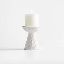 Wiluna Small White Ceramic Pillar Candle Holder 5" | Crate & Barrel | Crate & Barrel