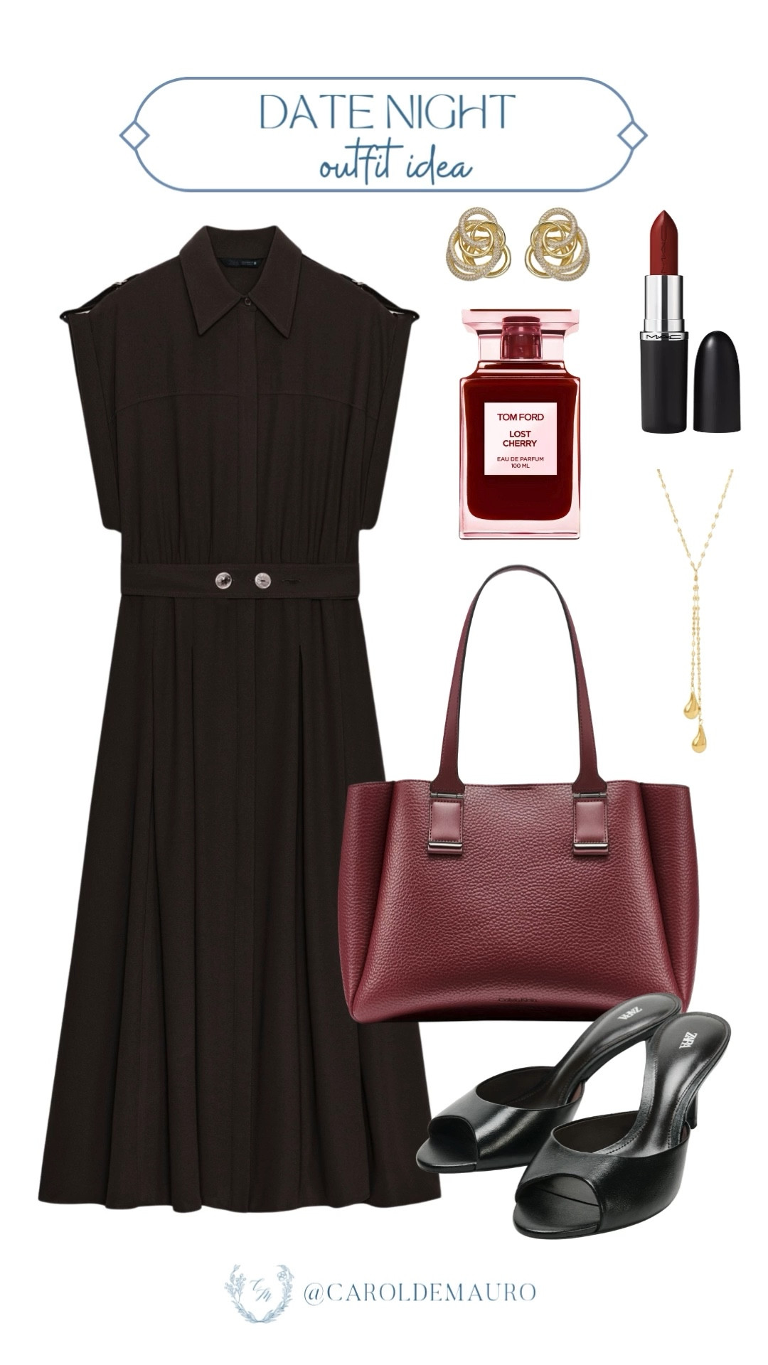 Date night outfit, sorted! Keep it sleek and chic with a dark brown dress, leather heeled mules, a dark red tote bag, and more. It’s the kind of look that says you didn’t try too hard, even though every detail is perfectly in place.

date night, formal wear, clean girl look, mac lipstick, timeless fashion, zara, tom ford, fashion accessories

#LTKootd #LTKSeasonal #LTKU