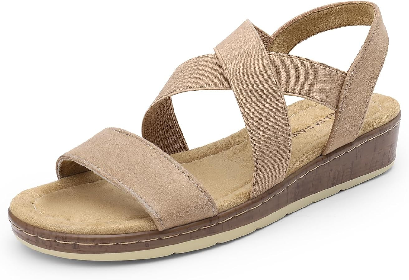 DREAM PAIRS Women's Ankle Strap Low Wedge Sandals | Amazon (US)