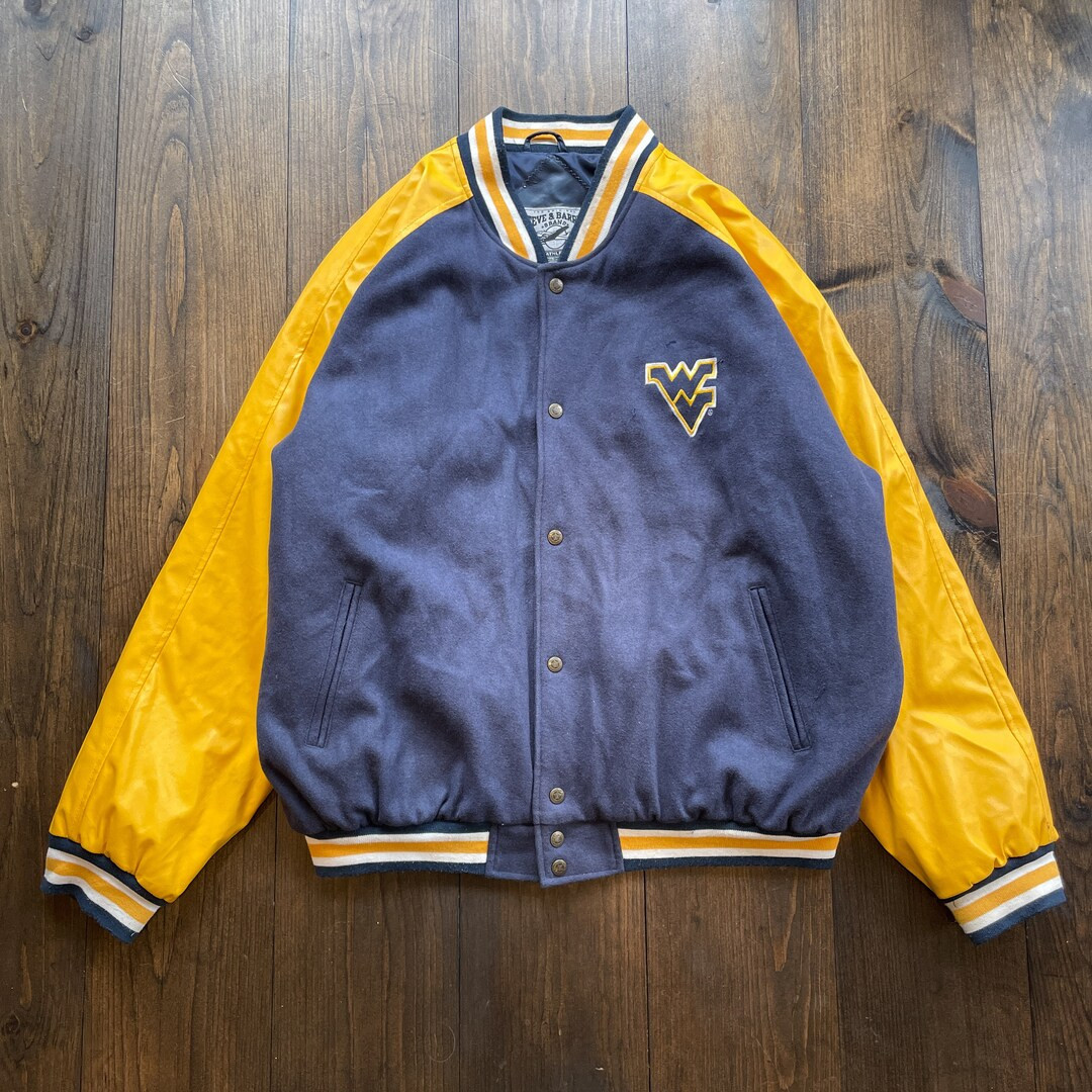 Vintage 1990s West Virginia University Steve Barrys Faux Leather College Varsity Jacket / Size 2X... | Etsy (US)